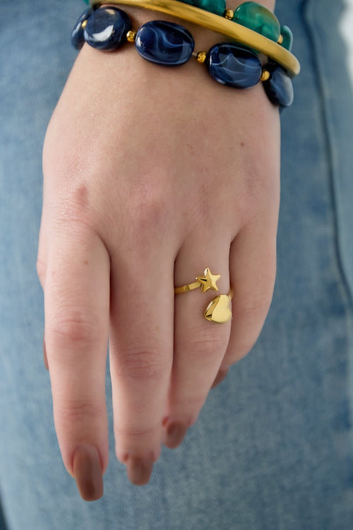 Anello con cuore e stella