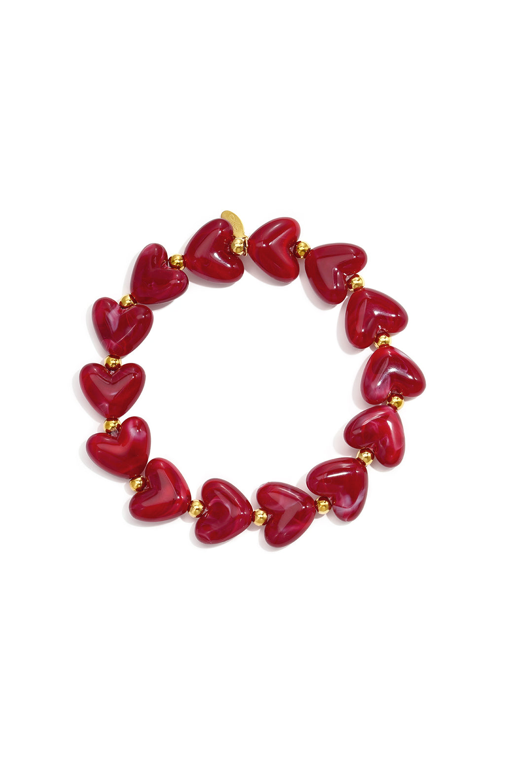 Bracciale elastico con perline a forma di cuore
