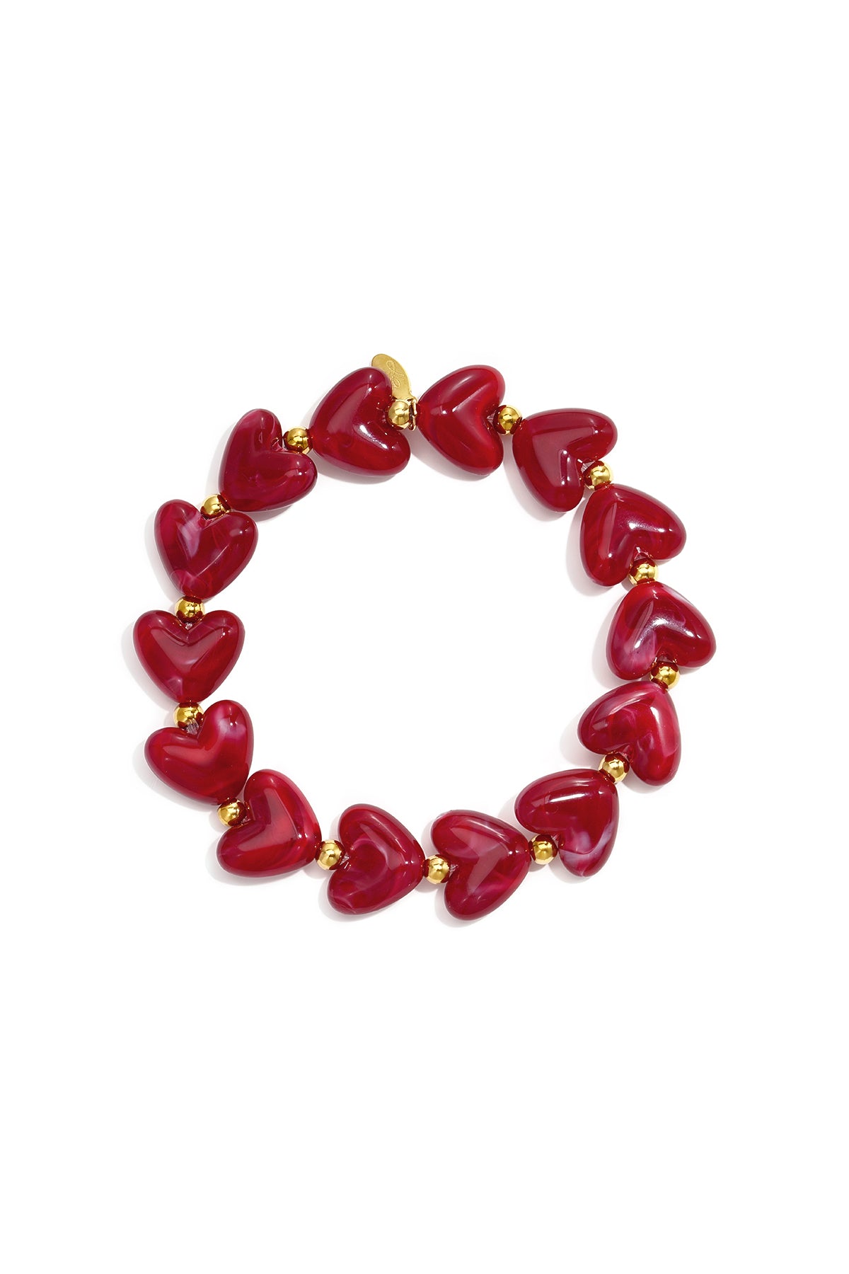 Bracciale elastico con perline a forma di cuore