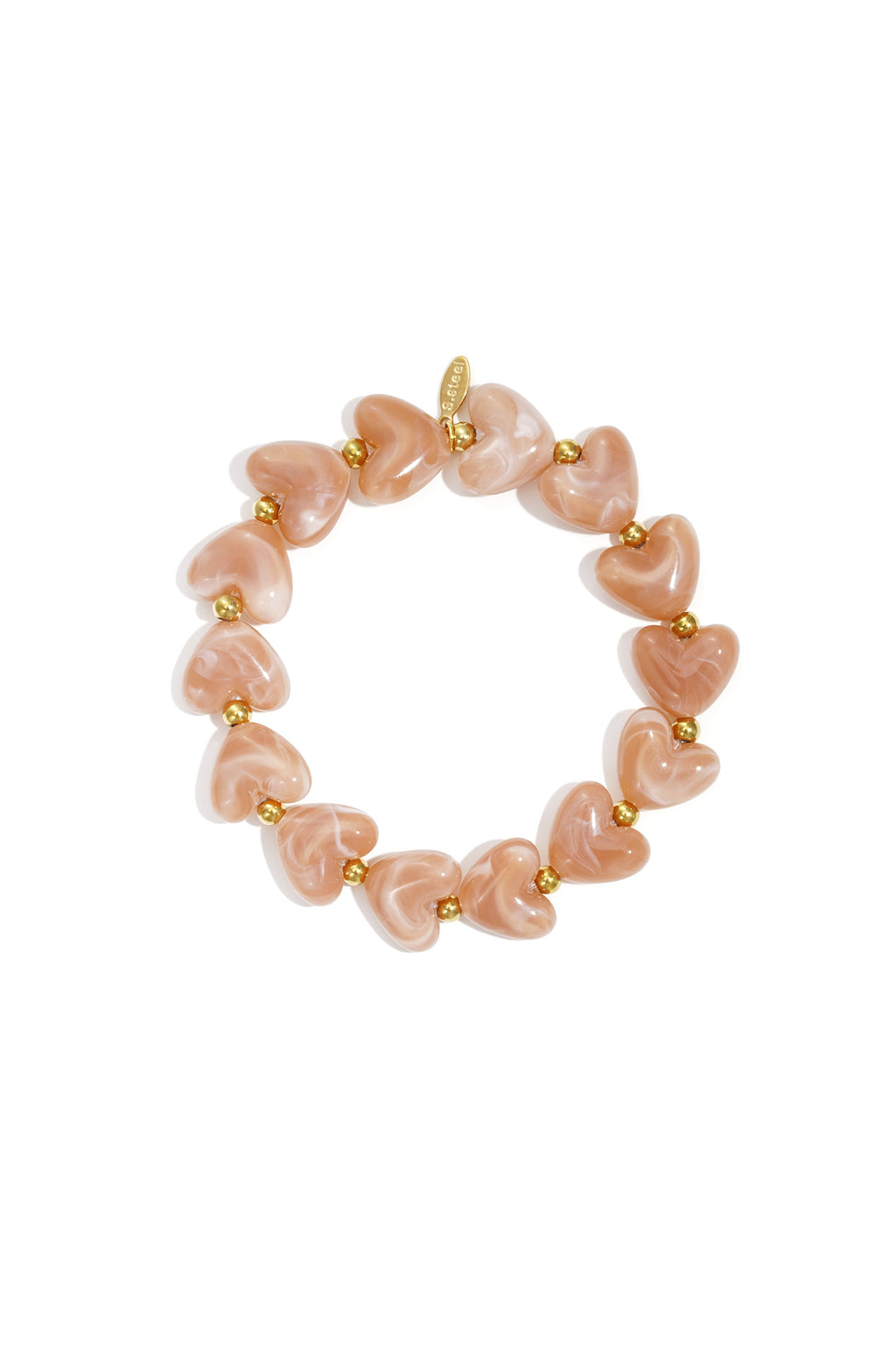 Bracciale elastico con perline a forma di cuore