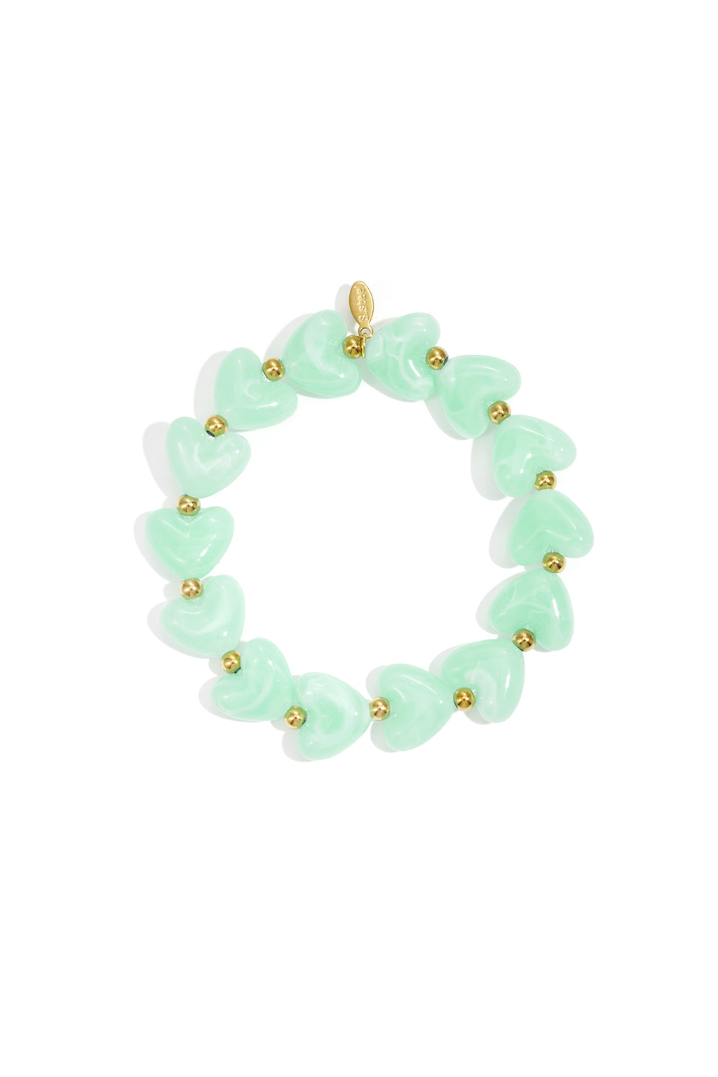 Bracciale elastico con perline a forma di cuore