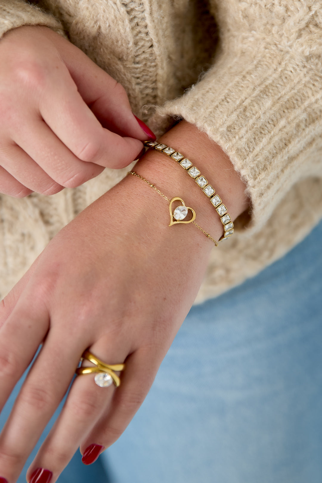 Braccialetti con ciondoli a forma di cuore in acciaio inossidabile, serie Simple Daily Simple, gioielli da donna