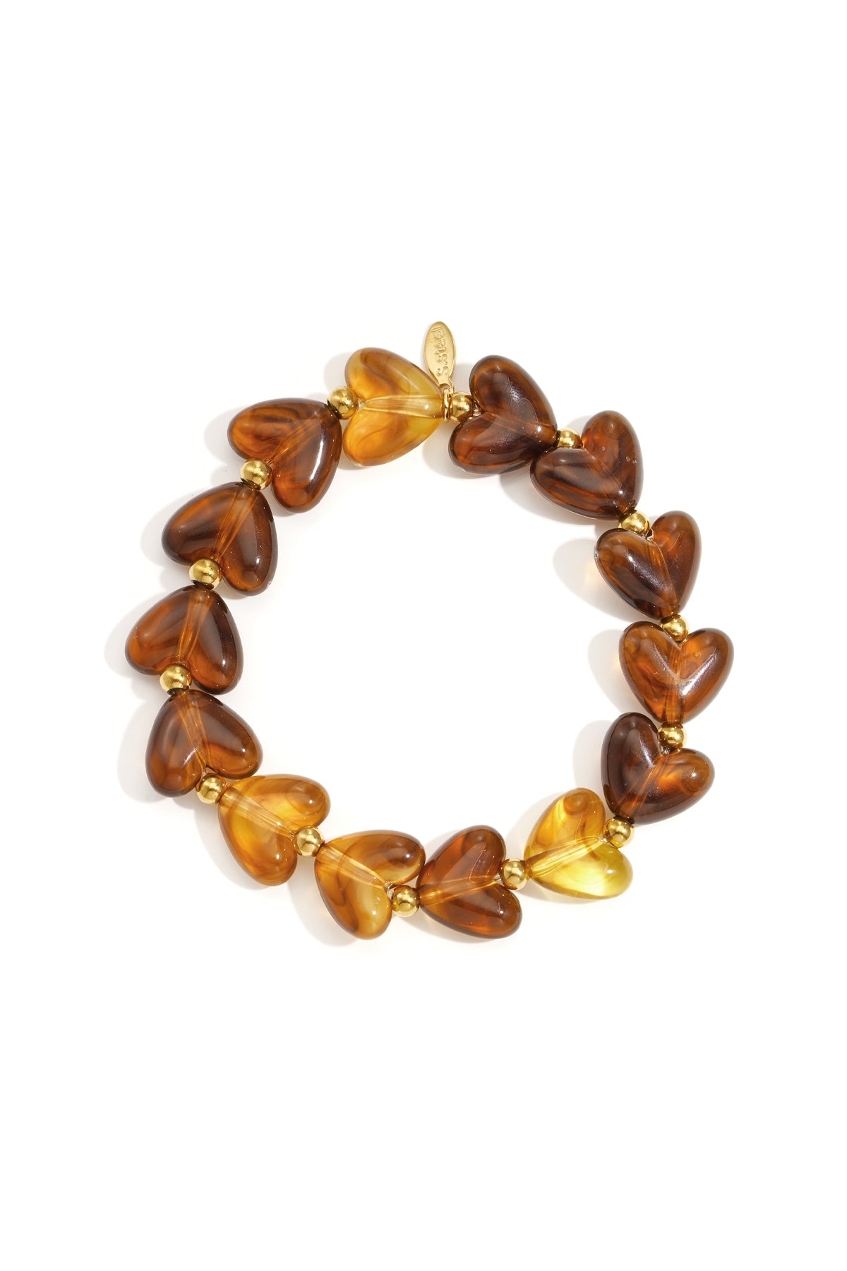 Bracciale elastico con perline a forma di cuore
