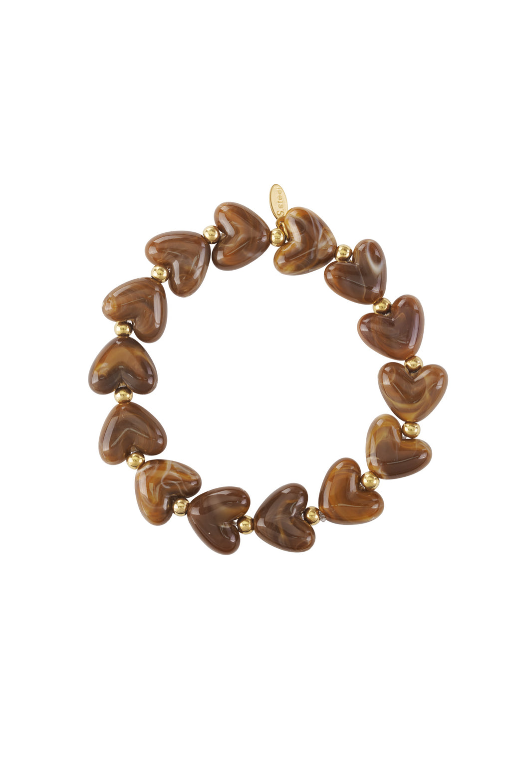 Bracciale elastico con perline a forma di cuore